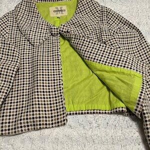 Maestro’s Ladies Cropped Jacket In Tan/Brown Check